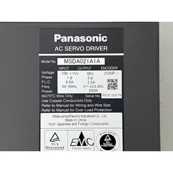 Panasonic MSDA021A AC Servo Driver